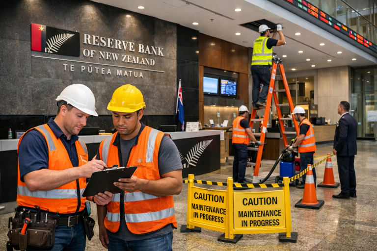 maintenance work at reserve bank lobby