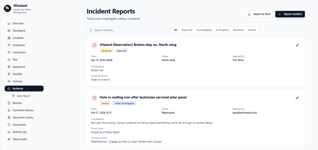 incident reports