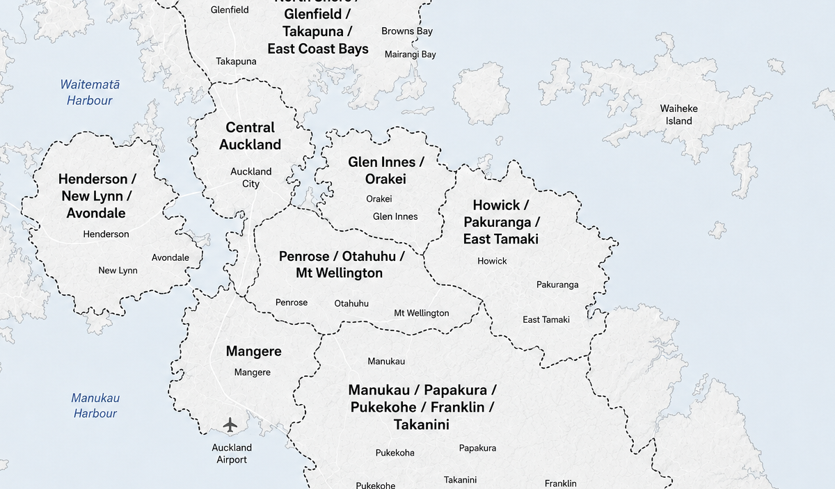 Auckland service area map