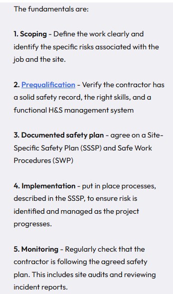Detail of contractor management